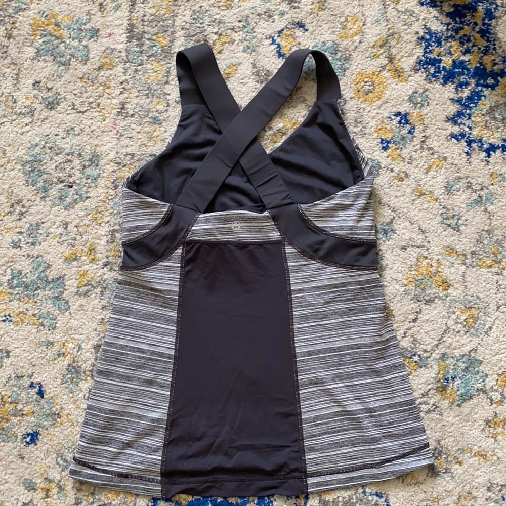 Lululemon workout top - gray and white striped - Picture 2 of 4